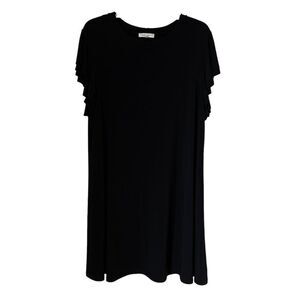Neiman Marcus Jersey Flounced Sleeve Black Short Dress sz 16